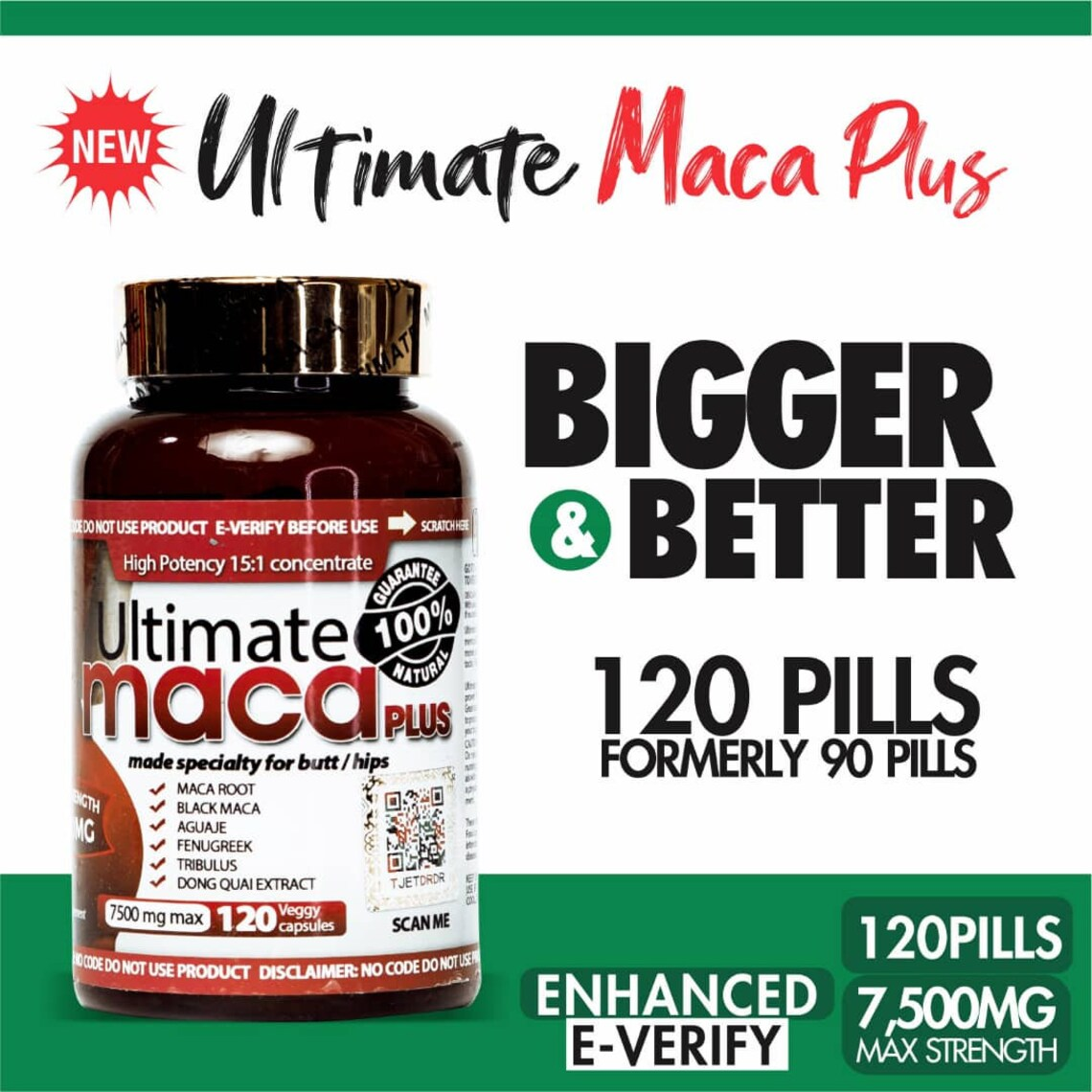 ultimate maca plus 120 pills/ capsules 7500mg